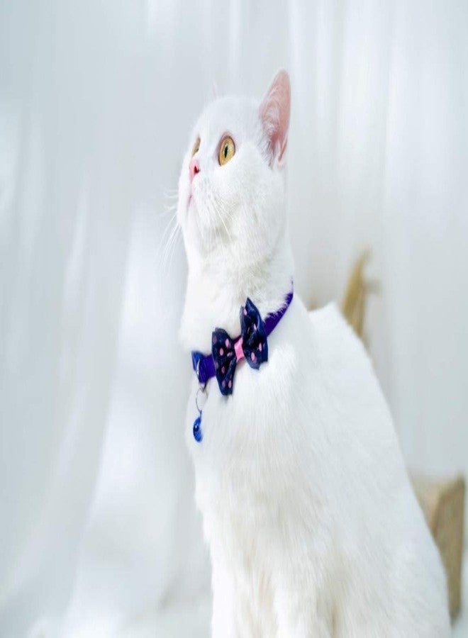 Pups&Pets طوق رقبة صغير للكلاب والقطط من Pups&Pets، مقاس 10 مم، مزين بفيونكة لطيفة وجرس قابل للتعديل، بالإضافة إلى طوق أمان صغير الحجم من النايلون بألوان قوس قزح مع أجراس - عبوة من قطعتين (لون أزرق) - Image 3